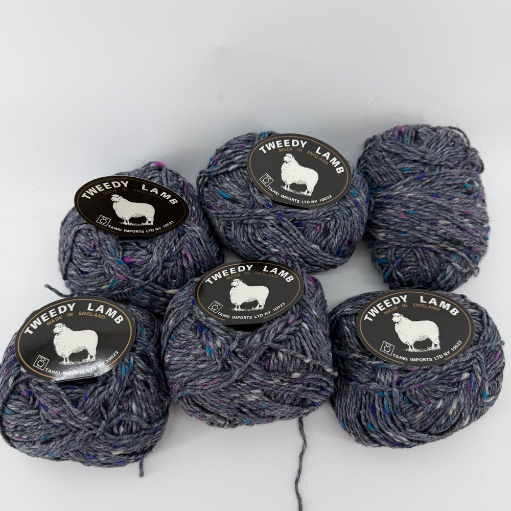 Tahki Imports Tweedy Lamb Yarn Lot of 6 Grey Multi Color 1901 Made in England